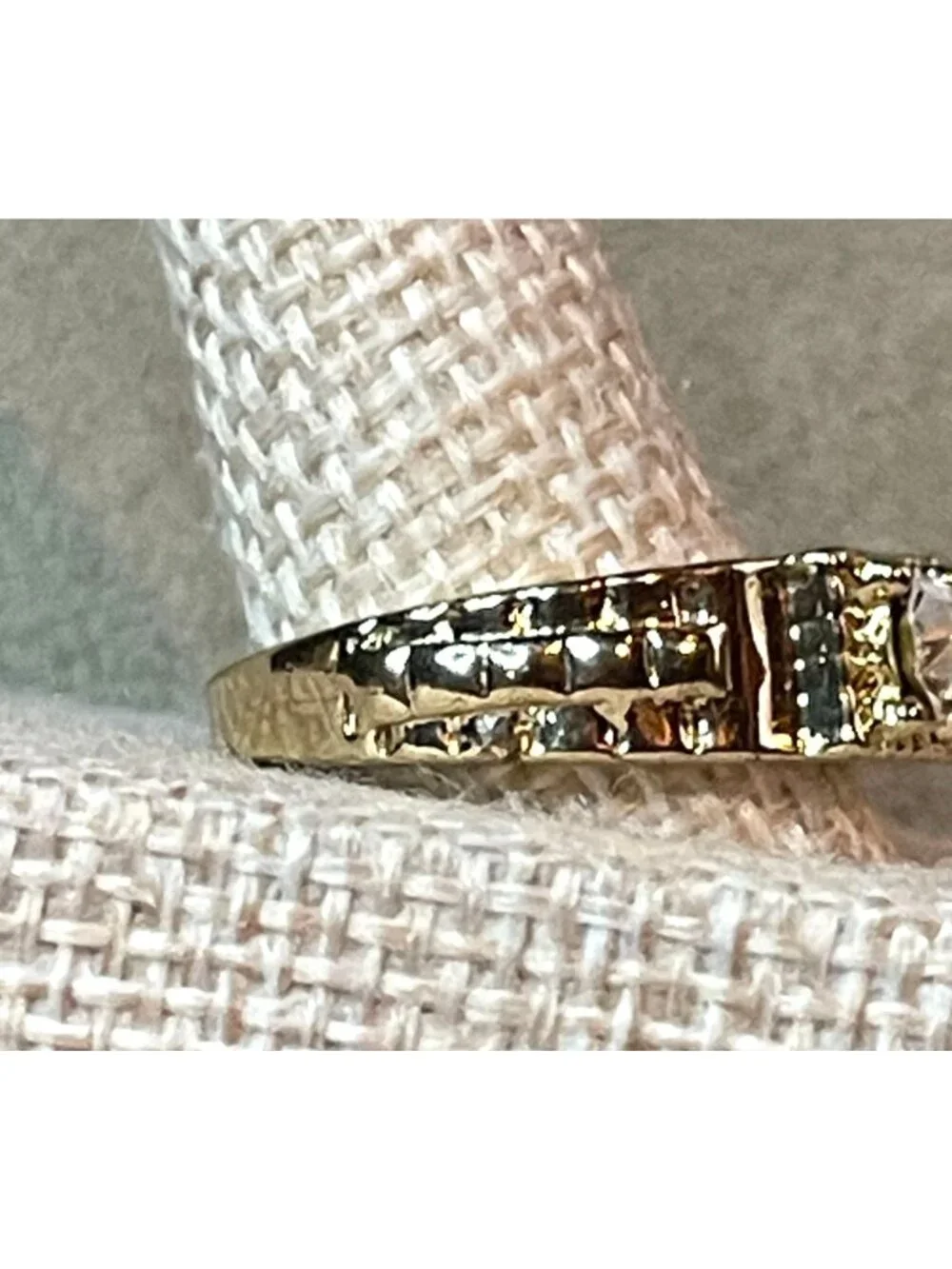 Vintage 70s Edwardian Style Gold Tone Nugget Solitaire Ring Men Size 9.25
